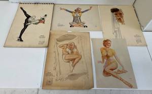 Group Of Vintage A Varoa Pinup Girl Calender Sheets From 1940