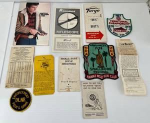Group Of Vintage Gun Related Items Including Gun Club Patches From 1950s And More