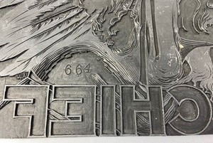 Set of Four Vintage Metal Printing Press Plates for Chief