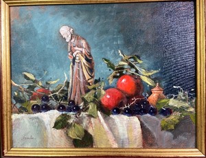 Original Bob Straube Oil - Man in Robe with Fruit