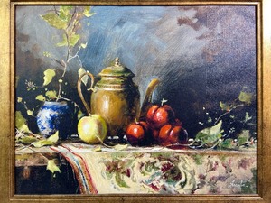 Original Bob Straube - Giclee on Canvas - Fruit and Copper Pitcher