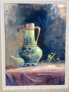 Original Oil by Bob Straub - Pitcher & Pear