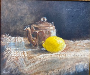 Original Oil on Canvas by Bob Straube - Teapot with Lemon