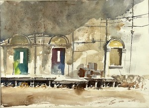 Large Matted Watercolor Curved Arches by Bob Straube