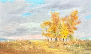 Large Framed Oil Landscape Fall With Pheasants by Bob Straub