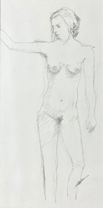Signed Nude Pencil Sketch by Bob Straube