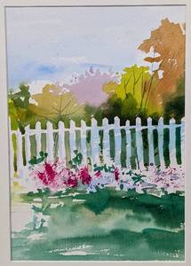 Watercolor Art of White Picket Fence by Bob Straube