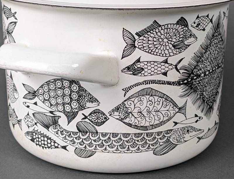 RARE Vintage Finel Arabia NEPTUNE Enamelware Stock Pot with Lid