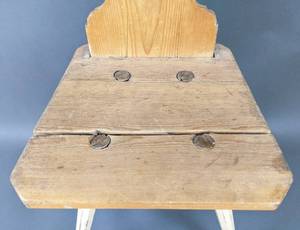 lot 14 image: 1800 Antique Pennsylvania German Moravian Wood Chair - Partially Stripped