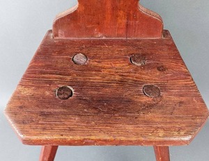 lot 15 image: 18th Century Pennsylvania German Moravian Chair with Pieced Heart