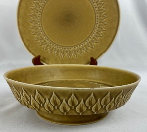 lot 55 image: Fabulous Bing & Groendahl Vintage Danish Stoneware RELIEF Serving Pieces- Nissen Kronjyden