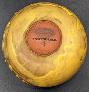 lot 1 image: GERTRUDE AND OTTO NATZLER 1950s Yellow Glaze Pottery Vase- Signed