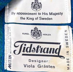 lot 25 image: Vintage Viola Grasten for TIDSTRAND Wool Blanket - Swedish 74 In. x 91 In.