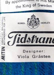 lot 24 image: Vintage Viola Grasten for TIDSTRAND Wool Blanket - Swedish 74 In. x 91 In.