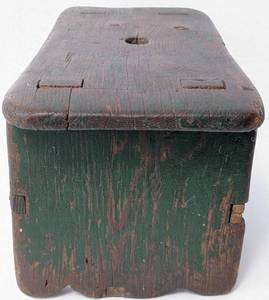 lot 62 image: Antique Scandinavian Short Wood Step Stool  Milking Stool- 1800s