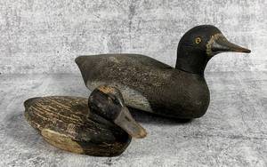 lot 99 image: Two Rustic, Vintage Handmade Duck Decoys