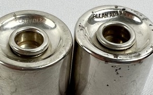 lot 101 image: Vintage Allan Adler Sterling Silver Salt and Pepper Shakers- Cylindrical