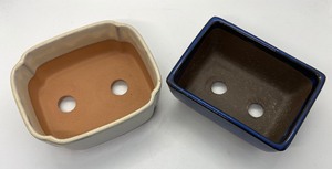 lot 107 image: Two Glazed Bonsai Planters - Made in Japan