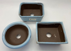 lot 106 image: Set of 3 Albert Kessler & Company Glazed Stoneware Bonsai Pots - Made in Japan