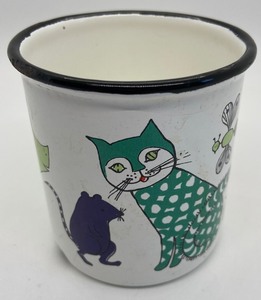lot 120 image: Rare Vintage 1960s Finel Arabia KAJ FRANCK Childs Enamelware Mug - Noahs Ark - Made in Finland