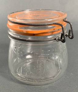 lot 131 image: Three Rare Vintage Glass Jars with Locking Lids - Two are FRANCE LE PARFAIT SUPER