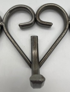 lot 148 image: Vintage Swedish Triple Heart Wrought Iron Wall Hook