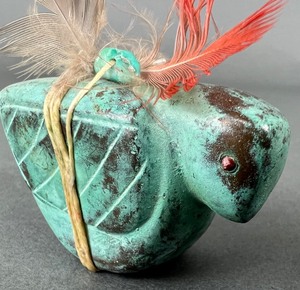lot 139 image: Cast Metal Zuni Bird Fetish with a Rich Blue-Green Patina