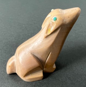 lot 144 image: Two Carved Stone Zuni Fetishes - Coyote and Rabbit - And Zuni Fetishes Book by F. H. Cushing