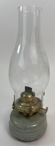 lot 184 image: Two Vintage Ceramic Oil Lamps - One with Clear Glass 9 Chimney