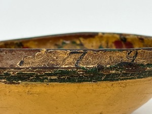 lot 215 image: Antique Hand-Carved Scandinavian Bowl wIntricately Painted Floral Interior circa 1879