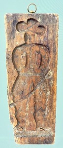 lot 209 image: Antique Hand-Carved Wooden Two-Sided Springerle Speculaas Cookie Mold - Folk Art