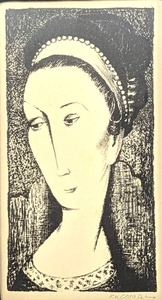 lot 125 image: Modernist Robert Morris Gatrell Signed  Framed Silkscreen of Woman