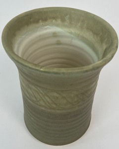 lot 237 image: Large Ceramic Vessel  Vase in a Flat Green Glaze by Deena Schuppe