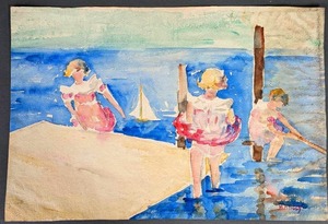 lot 195 image: Antique Mary Alice (M.A.) Higgy Signed Loose Original Watercolors- RARE