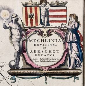 lot 167 image: Antique 1640s Hand-Colored BELGIUM Map Engraving Print - Mechelin  Aarschot by Blaeu