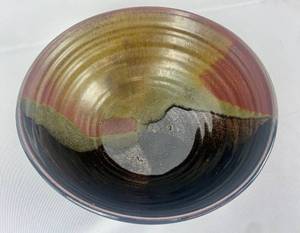 lot 255 image: Large Glazed Pottery Bowl - Stamped by Artist