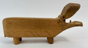 lot 294 image: Vintage Danish 1950s Kay Bojesen Hippo Wooden Oak Desk Pencil Holder Figurine
