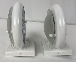 lot 246 image: 2 Vintage Scandinavian Circular Wall-Mount LED Lights
