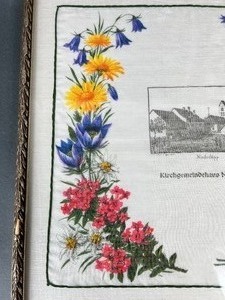 lot 322 image: Kreier Framed Handkerchief of Kirchgemeindehaus Niederbipp Church in Switzerland