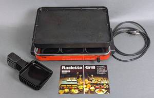 lot 304 image: Vintage Table Top Raclette Grill with Six Mini Pans