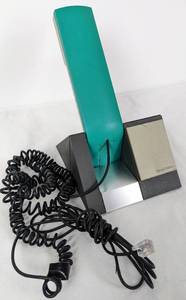 lot 289 image: 1991 Teal Bang & Olufsen Beocom 1500 Phone and Stand - Danish Modern Design