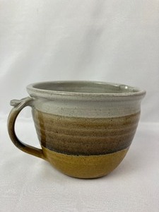 lot 173 image: Beautiful Pottery Batter Bowl, Small Bowl and Birch Rolling Pin