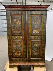 lot 5B image: Antique 18th Century One of a Kind Hand Crafted Armoire - Marked 1787