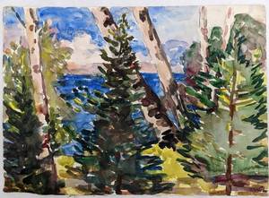 lot 265 image: Antique Mary Alice (M.A.) Higgy 3 Original Landscapes, Watercolor and  Pastel, One Signed