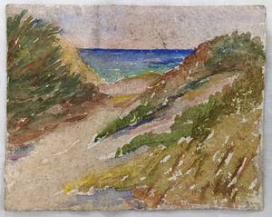 lot 268 image: Antique Mary Alice (M.A.) Higgy Five Vintage Original Beachy Watercolors, One Signed