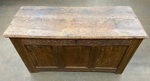 lot 373 image: Antique 18th Century Oak Plank Blanket Box  Trunk