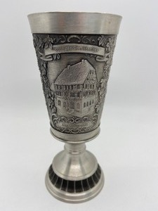 lot 176 image: Zim Becker Stuttgart Pewter Chalise with Ornate Engravings - Made in Germany