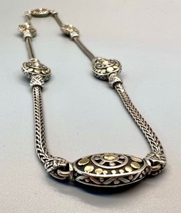 lot 1A image: 18 John Hardy 925 Sterling and 18K Gold Dot Jaisalmer Oval Sautoir Necklace