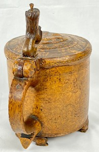 lot 147 image: RARE 18th Century Norwegian Birch Burl Wood Ale Tankard -Circa 1763