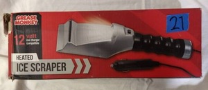 Grease Monkey Heated Ice Scraper with Light 12V Car Charger Compatible
